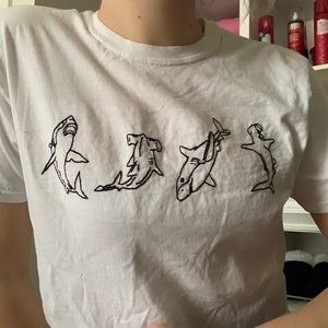 HAND-EMBROIDERED SHARK T SHIRT